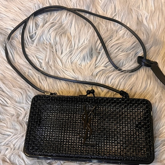 YSL Brass Lambskin Monogram Cassandre Cage Bag Black - Picture 2 of 11